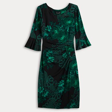 Women's Connected Apparel Bell Sleeve Ruched Dress