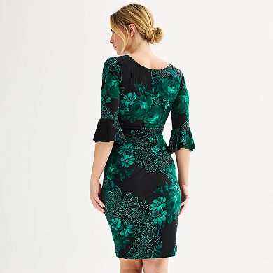 Women's Connected Apparel Bell Sleeve Ruched Dress