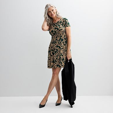 Women's Connected Apparel Print Dress with Pockets