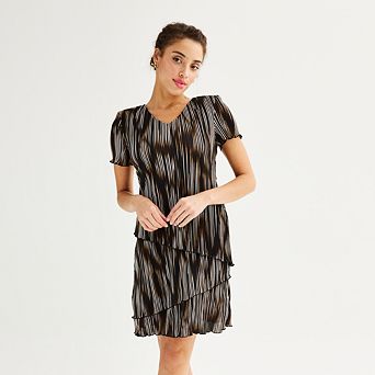 Women's Connected Apparel V-Neck Tiered Mini Dress