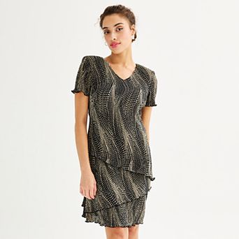 Women's Connected Apparel V-Neck Tiered Mini Dress