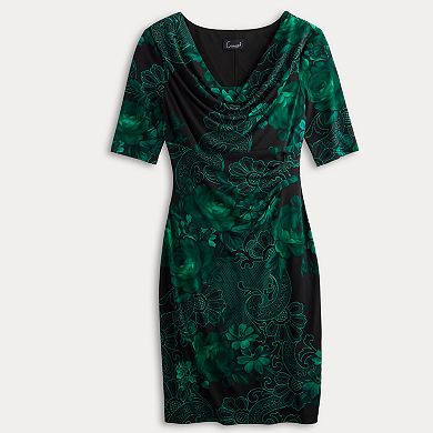 Women's Connected Apparel Printed Drape Neck Dress