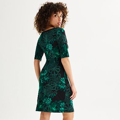 Women's Connected Apparel Printed Drape Neck Dress