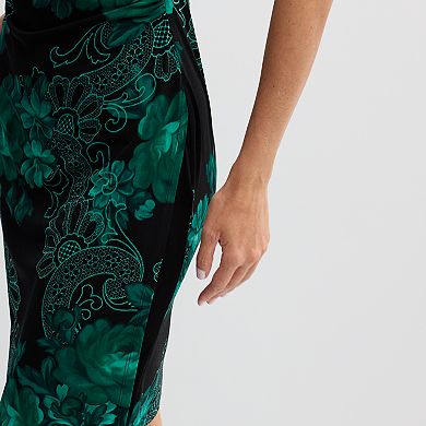 Women's Connected Apparel Print Elbow Sleeve Dress