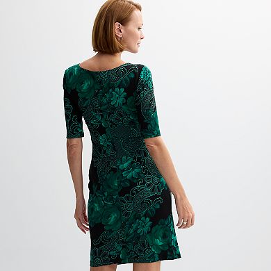 Women's Connected Apparel Print Elbow Sleeve Dress