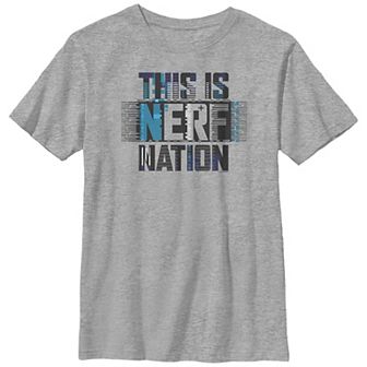 Boys Nerf This Is Nerf Nation Blue Glitch Husky Graphic Tee