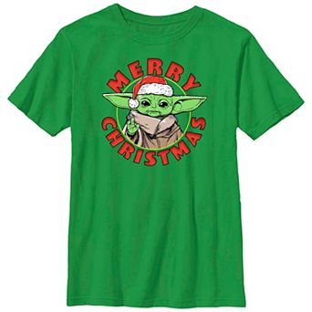Boys 8-20 Star Wars The Mandalorian Grogu Merry Christmas Portrait Graphic Tee