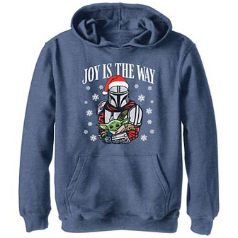 Boys 8-20 Star Wars The Mandalorian Christmas Din Djarin Grogu Joy is the Way Graphic Hoodie