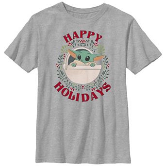 Boys 8-20 Star Wars The Mandalorian Christmas Grogu Happy Holidays Graphic Tee