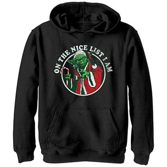 Boys 8-20 Star Wars Christmas Santa Yoda On The Nice List I Am Graphic Hoodie