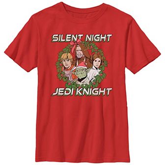 Boys 8-20 Star Wars Christmas Group Wreath Silent Night Jedi Knight Graphic Tee