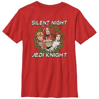 Boys 6-20 Star Wars Christmas Group Wreath Silent Night Jedi Knight Graphic Tee