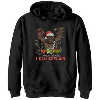 Boys 6-20 Star Wars Christmas Santa Chewbacca Dear Santa I Can Explain Graphic Hoodie