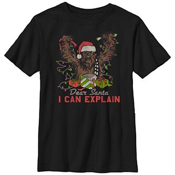 Boys 8-20 Star Wars Christmas Santa Chewbacca Dear Santa I Can Explain Graphic Tee