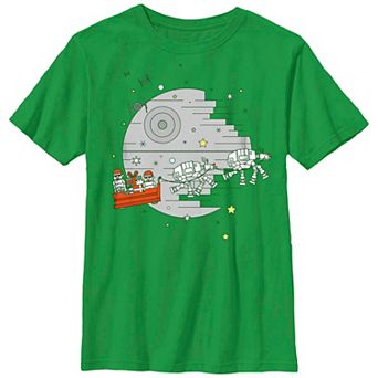 Boys 8-20 Star Wars Christmas Stormtroopers Death Star ATAT Walkers Sleigh Graphic Tee