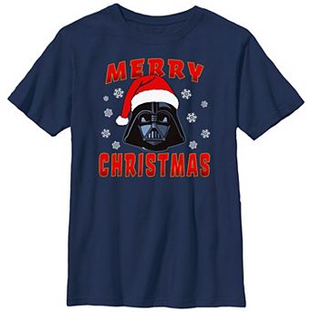 Boys 6-20 Star Wars Christmas Darth Vader Merry Santa Hat Graphic Tee