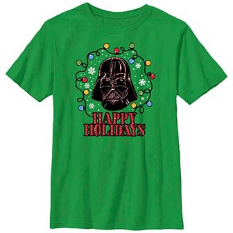 Boys 8-20 Star Wars Christmas Darth Vader Happy Holidays Lights Graphic Tee