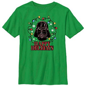 Boys 8-20 Star Wars Christmas Darth Vader Happy Holidays Lights Graphic Tee