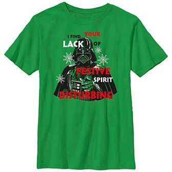 Boys 8-20 Star Wars Christmas Darth Vader Lack of Festive Spirit Snowflakes Graphic Tee