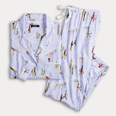 Women's Simply Vera Vera Wang 3/4-Sleeve Pajama Top & Crop Pajama Pants Set