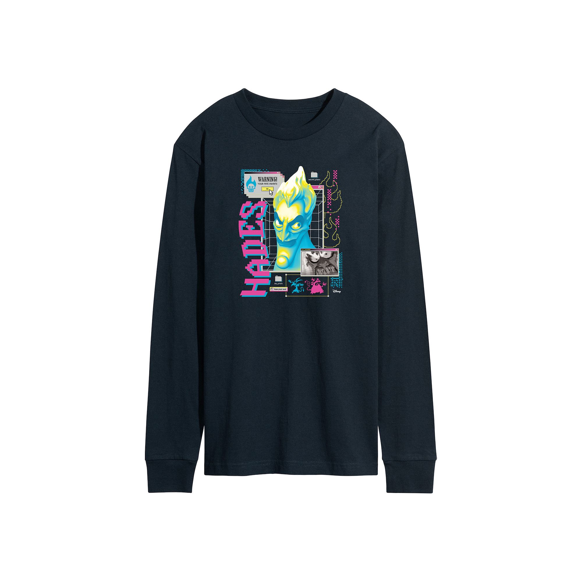 Disney Villains Hercules Hades Mens Long Sleeve Graphic Tee, Size: Small, 