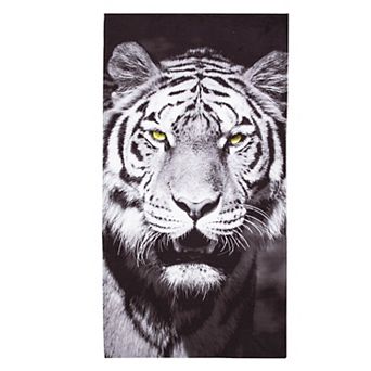 White Tiger Face Beach Towel