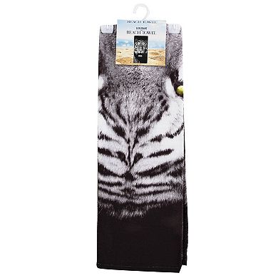 White Tiger Face Beach Towel