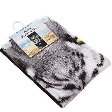 White Tiger Face Beach Towel