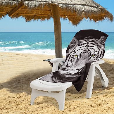 White Tiger Face Beach Towel
