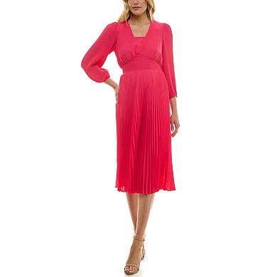 NANETTE LEPORE Womens Purple Ruffled Short Sleeve Scoop Neck Midi Party Sheath Dress main image 1