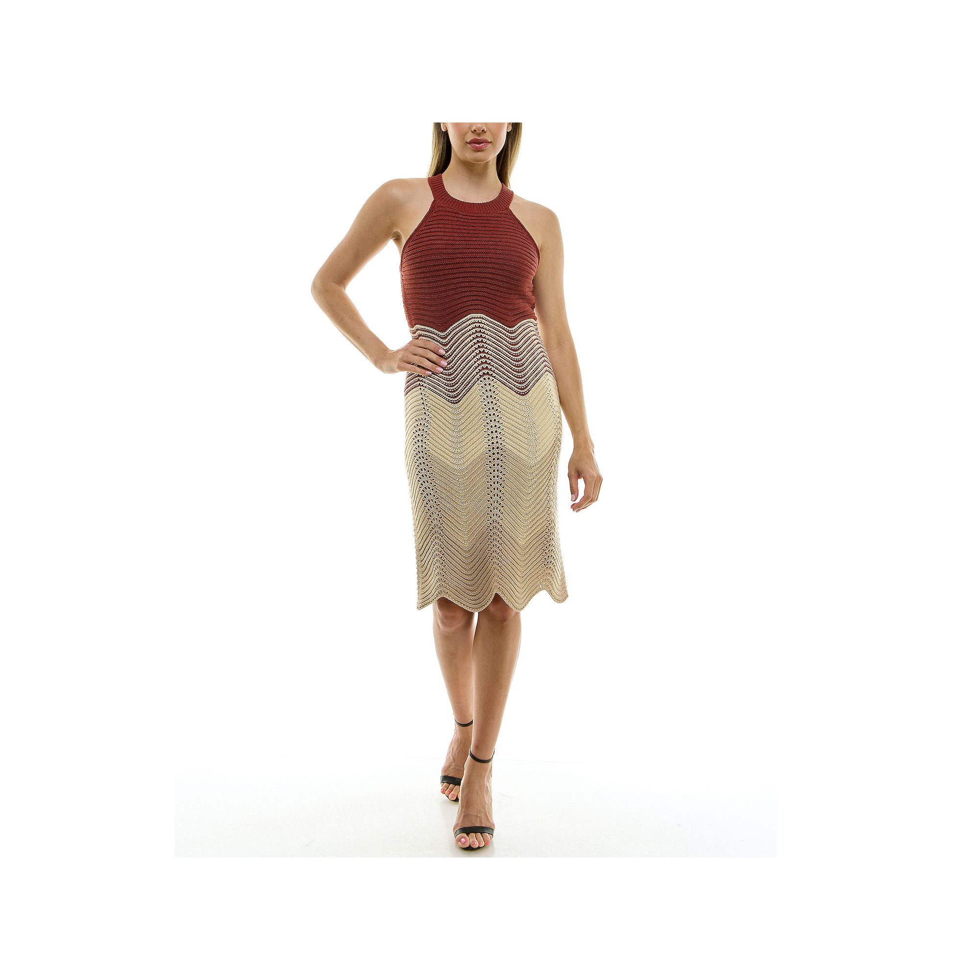 Womens Taylor Crochet Halter Dress, Size: XS, Rust Beige