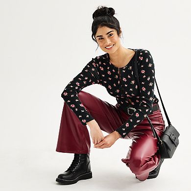 Juniors' Tinseltown Faux Leather High-Rise Wide Leg Pants