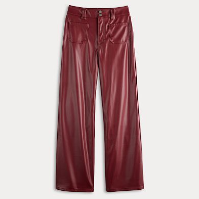 Juniors' Tinseltown Faux Leather High-Rise Wide Leg Pants