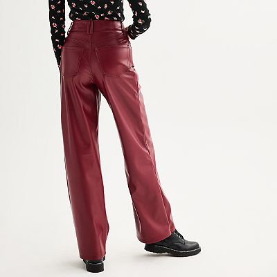 SPARKLE WIDE LEG PANT MAHOGANY VEGAN LEATHER
