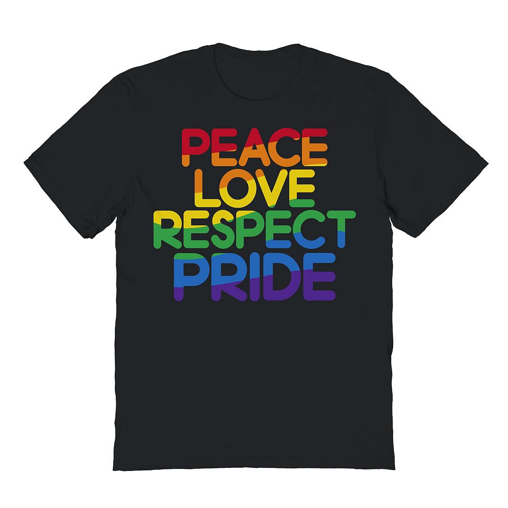 Men's COLAB89 Peace Love Respect Pride Rainbow Fill Graphic Tee