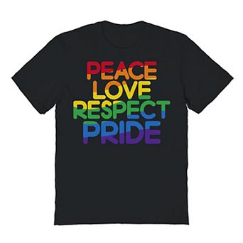 Men's COLAB89 Peace Love Respect Pride Rainbow Fill Graphic Tee