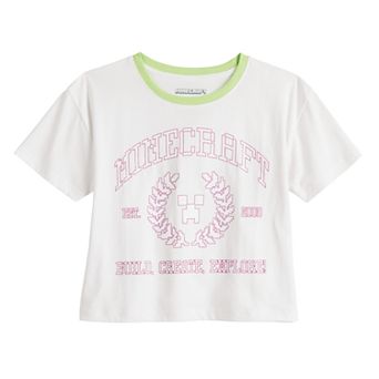 Girls 7-16 Minecraft Laurel Wreath Cropped Boxy Graphic Tee