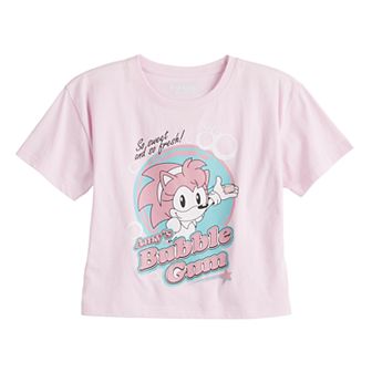 Girls 7-16 Sonic the Hedgehog Amy's Bubble Gum Cropped Boxy Graphic Tee