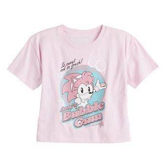 Girls 7-16 Sonic the Hedgehog Amy's Bubble Gum Cropped Boxy Graphic Tee