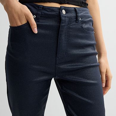 Juniors' Tinseltown High-Rise Slim Straight Shimmer Pants