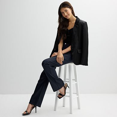 Juniors' Tinseltown High-Rise Slim Straight Shimmer Pants