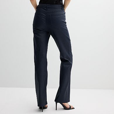 Juniors' Tinseltown High-Rise Slim Straight Shimmer Pants