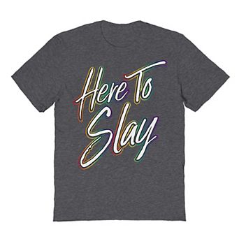 Men's COLAB89 Here To Slay Rainbow Outline Pride Graphic Tee