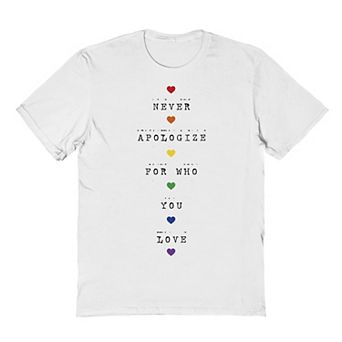 Men's COLAB89 Never Apologize For Who You Are Pride Graphic Tee