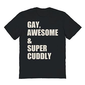 Men's COLAB89 by Threadless Gay Awesome & Supper Cuddly Pride Graphic Tee