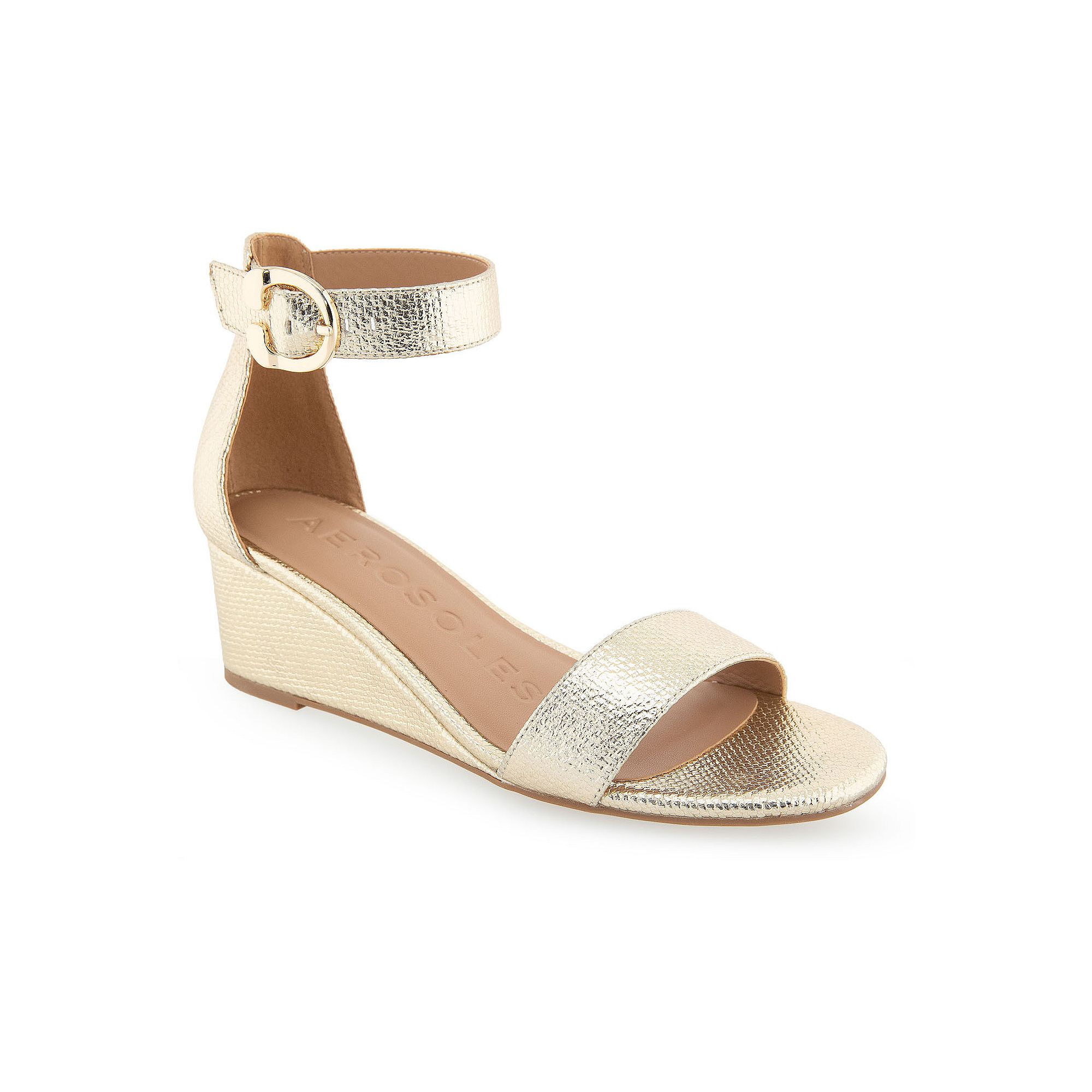 Aerosoles Willis Womens Wedge Sandals, Size: 6 Wide, Spft Gold Light Blue