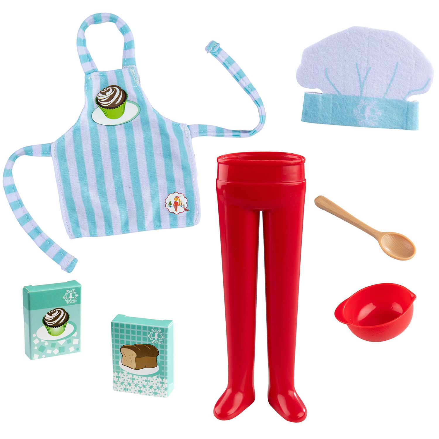 The Elf On The Shelf MagiFreez Chef Set - Standing Pants, Chef Hat, Apron, Bowl & Spoon For Scout Elf Christmas Fun