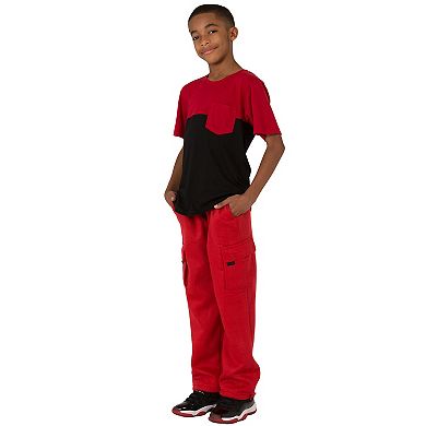 Vibes Boy's Relaxed Fit Fleece Cargo Sweatpants Open-bottom