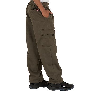 Vibes Boy's Relaxed Fit Fleece Cargo Sweatpants Open-bottom