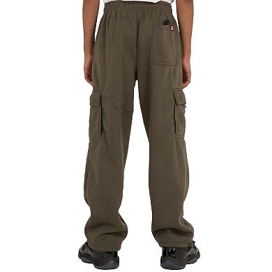 Vibes Boy's Relaxed Fit Fleece Cargo Sweatpants Open-bottom